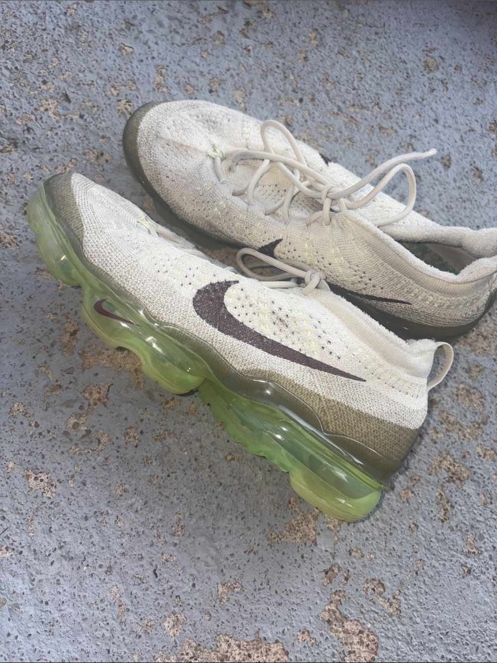 Cream and Green VaporMax Flyknit Sneakers
